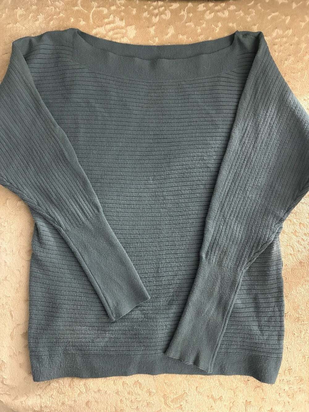 Maurices Women's Green Ribbed Knit Off Shoulder Boatneck Sweater Size S